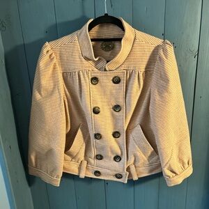 Idra Anthropologie Double Breasted Zip Jacket Blazer, Orange, Size 10